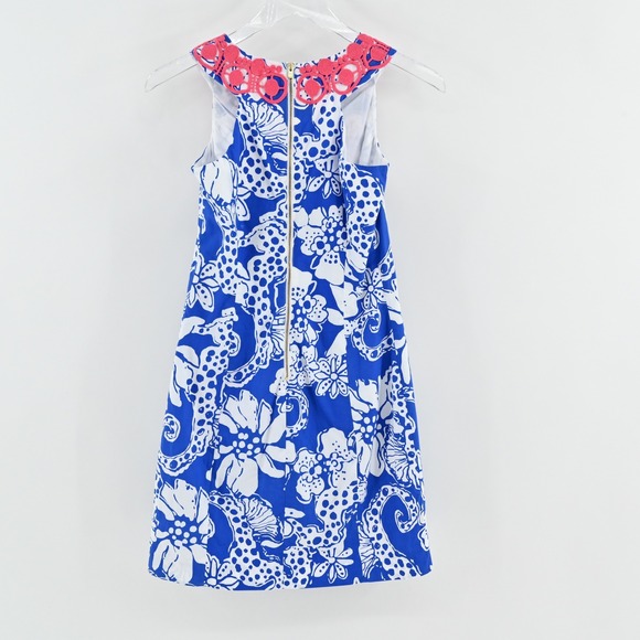 Lilly Pulitzer Augusta Cotton Shift Dress Size 00 Blue Quahog Chowdah Seahorse - Picture 3 of 14